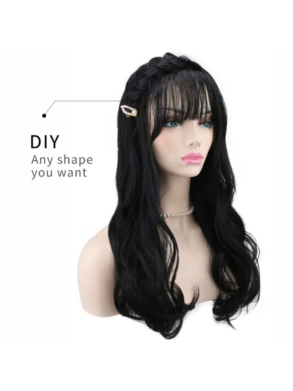 Women's Black 28 Inch Classic Long Synthetic Wavy Cosplay Curly Hair Wigs